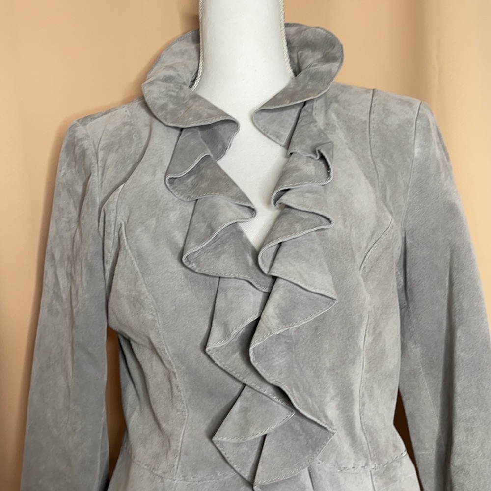 White House Black Market Suede Ruffle Jacket